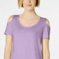 JM Collection Women's Cold-Shoulder Swing T-Shirt Med Purple Size Large