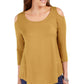 JM Collection Women's Cold Shoulder Top Gold Size X-Small