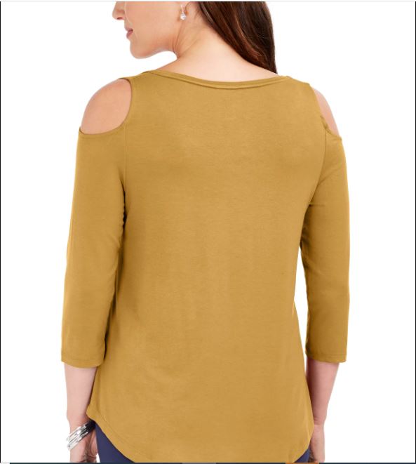 JM Collection Women's Cold Shoulder Top Gold Size X-Small