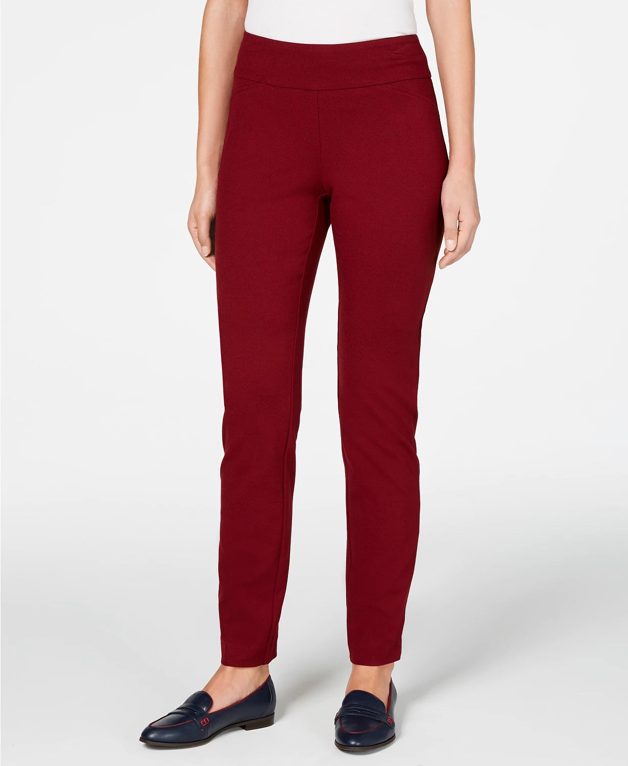 Charter Club Women's Cambridge Pull-On Ponte Pants Wine Size 18