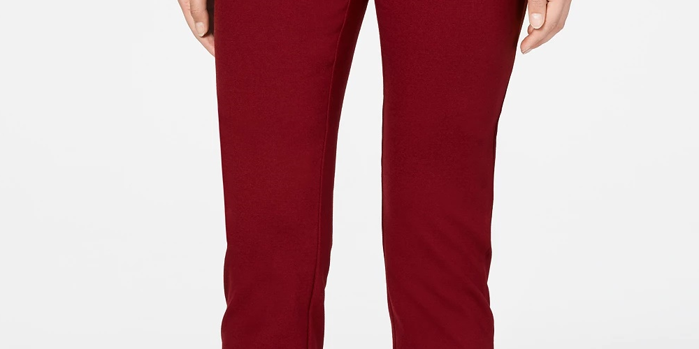 Charter Club Women's Cambridge Pull-On Ponte Pants Wine Size 18