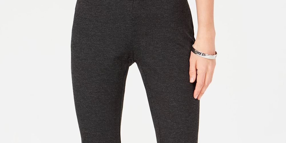 Alfani Women's Wide Waistband Exposed Elastic Skinny Pants Black Size 8P