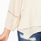 Style & Co Women's Lace-Yoke Handkerchief-Hem Top White Size Small