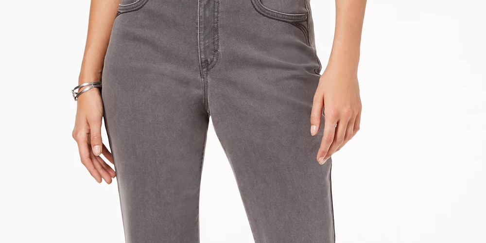 Style & Co Women's Tummy-Control Straight-Leg Fashion Jeans Whisper Gray Size 10