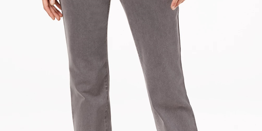 Style & Co Women's Tummy-Control Straight-Leg Fashion Jeans Whisper Gray Size 10