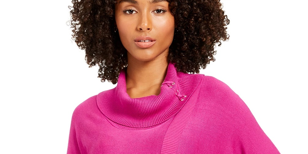 JM Collection Women's Faux Wrap Cowl Neck Sweater Dark Purple Size XX-Large