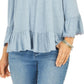Style & Co Women's Off-The-Shoulder Bell-Sleeve Top  Blue Size Medium