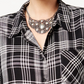 Style & Co Women's Plus Size Plaid Shirt Black Size 1X