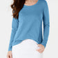 Style & Co Women's Long Sleeve Crewneck Top Medium Blue Size X-Small