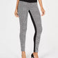INC International Concepts Women's Petite Houndstooth Front Ponte Back Leggings Black Size 6