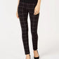 INC International Concepts Women's Petite Plaid-Front Leggings Black Size 1