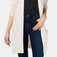 Maison Jules Women's Long Open-Front Jersey Cardigan Sweater Dark Beige Size Extra Large