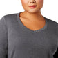 Karen Scott Women's Cotton Button-Trim Top Gray Size Small