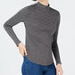 Charter Club Women's Cotton Striped Mock Neck T-Shirt Dark Grey Size X-Small