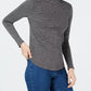 Charter Club Women's Cotton Striped Mock Neck T-Shirt Dark Grey Size X-Small