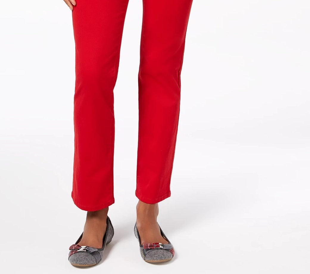 Charter Club Women's Lexington Straight-Leg Jeans Medium Red Size 10
