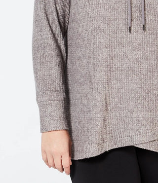 Ideology Women's Plus Size Cowl-Neck Tulip-Hem Top Dark Gray Size 1X