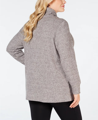 Ideology Women's Plus Size Cowl-Neck Tulip-Hem Top Dark Gray Size 3X