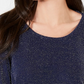 JM Collection Women's Metallic Boat-Neck Top Navy Size Medium