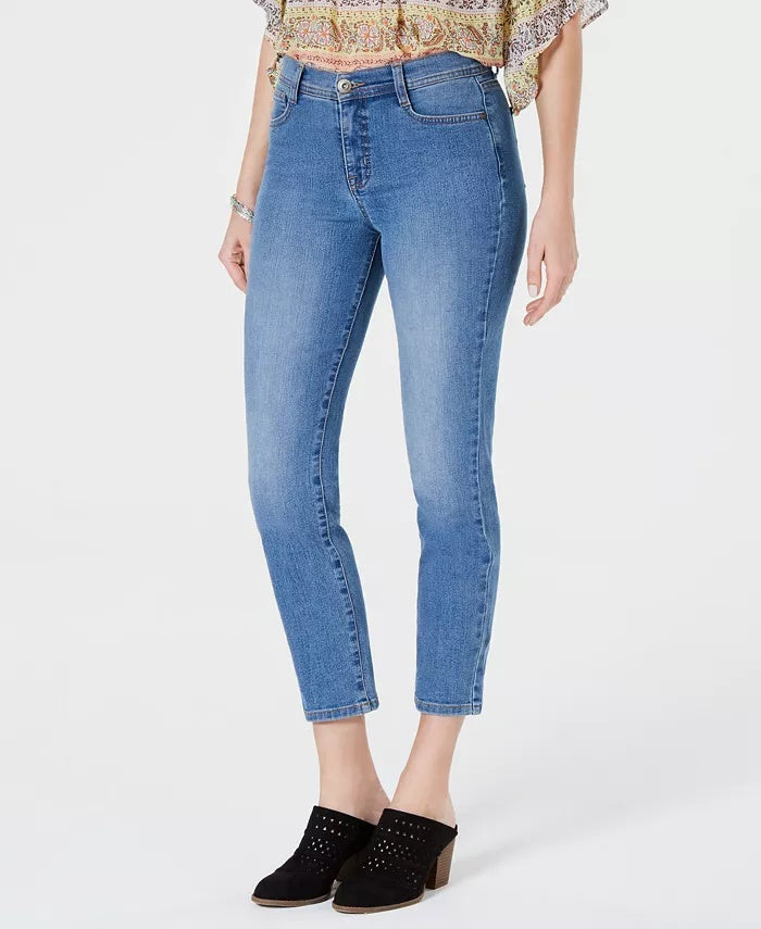 Style & Co Women's Cropped Tummy Control Skinny Jeans Blue 4 Petite