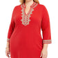 Charter Club Women's Plus Size Lace Tunic Top Medium Red Size 2X