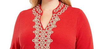 Charter Club Women's Plus Size Lace Tunic Top Medium Red Size 2X