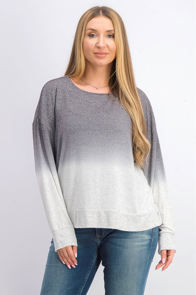 Bar III Women's  Dip-Dyed Sweater Gray Size Large