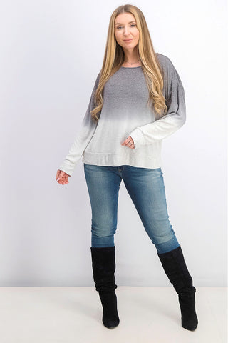 Bar III Women's  Dip-Dyed Sweater Gray Size Large