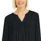 Charter Club Women's Double Ruffle Textured Pintuck Top Black Size Large