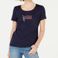 Karen Scott Women's Embellished Flag Cotton T-Shirt Blue Size XX-Large