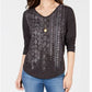Style & Co Women's Graphic T-Shirt Black Size Small