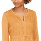 Style & Co Women's Lace-Front Draped Top Gold Size Small