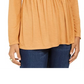 Style & Co Women's Lace-Front Draped Top Gold Size Small
