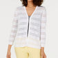 Charter Club Women's Pointelle Striped Cardigan White Size Medium