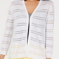 Charter Club Women's Pointelle Striped Cardigan White Size Medium