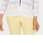 Charter Club Women's Pointelle Striped Cardigan White Size Medium