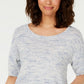 Charter Club Women's Spacedyed Elbow-Sleeve Cotton Sweater Blue Size Large