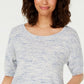 Charter Club Women's Spacedyed Elbow-Sleeve Cotton Sweater Blue Size Medium