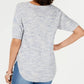 Charter Club Women's Spacedyed Elbow-Sleeve Cotton Sweater Blue Size Large
