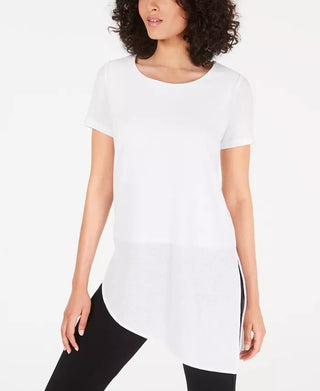 Alfani Women's Vented Hem Asymmetrical Tunic White Size Petite Small