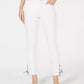 Charter Club Women's Gingham Lace Up Skinny Jeans White Size 8