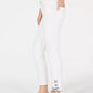 Charter Club Women's Gingham Lace Up Skinny Jeans White Size 8