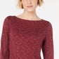 Karen Scott Women's Boat Neck Space Dyed Top Medium Red Size Medium