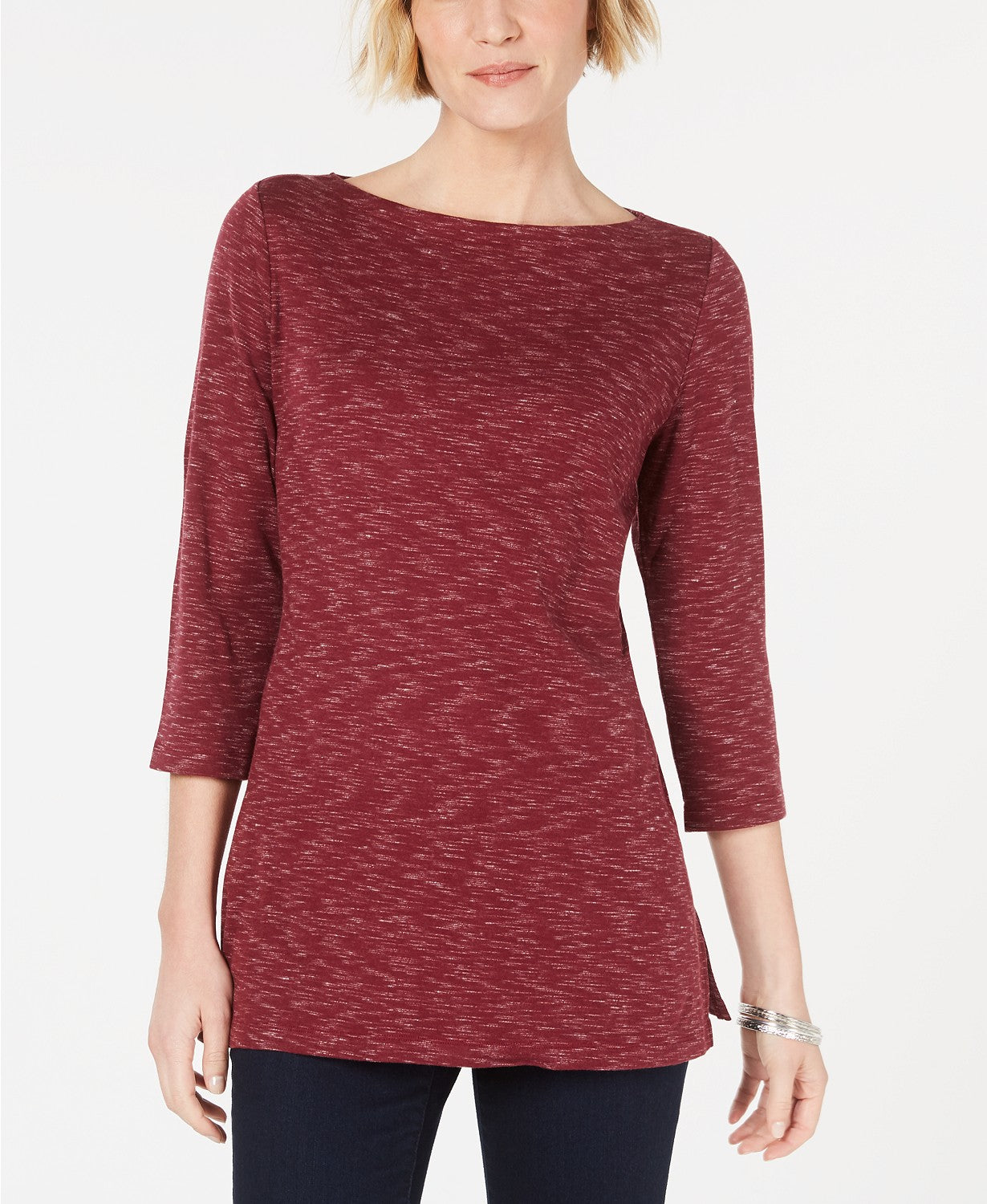 Karen Scott Women's Boat-Neck Space-Dyed Top Medium Red Size XX-Large