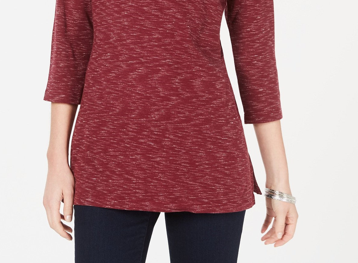 Karen Scott Women's Boat-Neck Space-Dyed Top Medium Red Size XX-Large