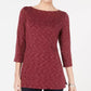 Karen Scott Women's Boat Neck Space Dyed Top Medium Red Size Medium