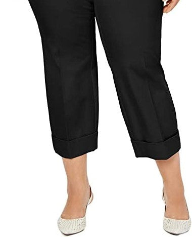 Alfani Women's Plus Size Cuffed Ankle Pants Black Size 24