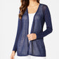 Charter Club Women's Chevron Pointelle Cardigan Blue Size Extra Small