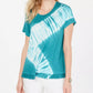 Style & Co Women's Tie-Dyed Ruffle-Hem Top Blue Size Extra Small