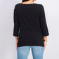 Karen Scott Women's Cotton Boat-Neck Studded Top  Black Size Medium